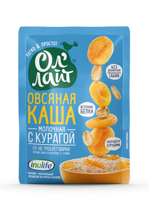 Овсяная молочная каша быстрого приготовления «С курагой», 40 г (0,34 б) OL01015 - фото 409